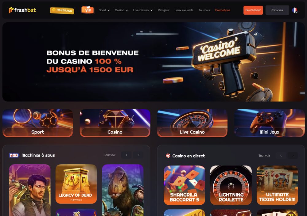 Capture d'écran du site Freshbet
