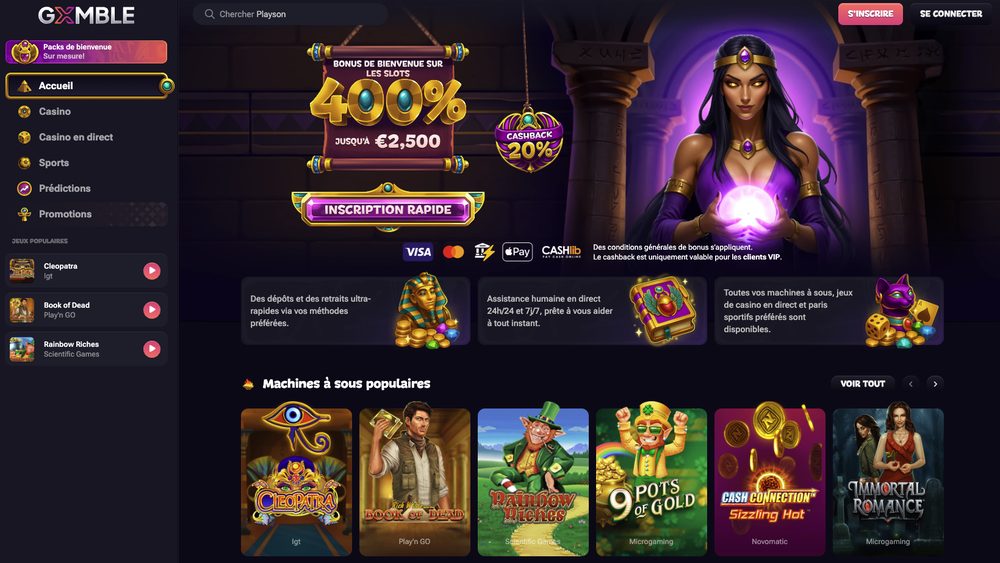 Capture d'écran du site Gxmble