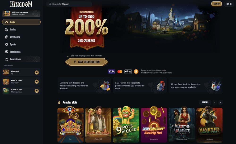 Capture d'écran du site Kingdom Casino