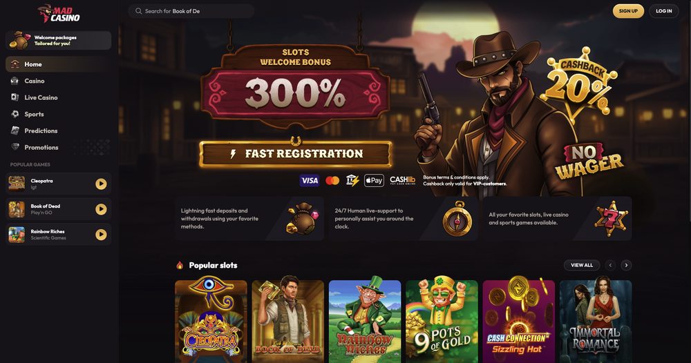 Capture d'écran du site MadCasino