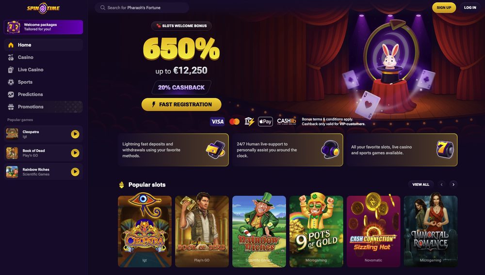 Capture d'écran du site Spintime